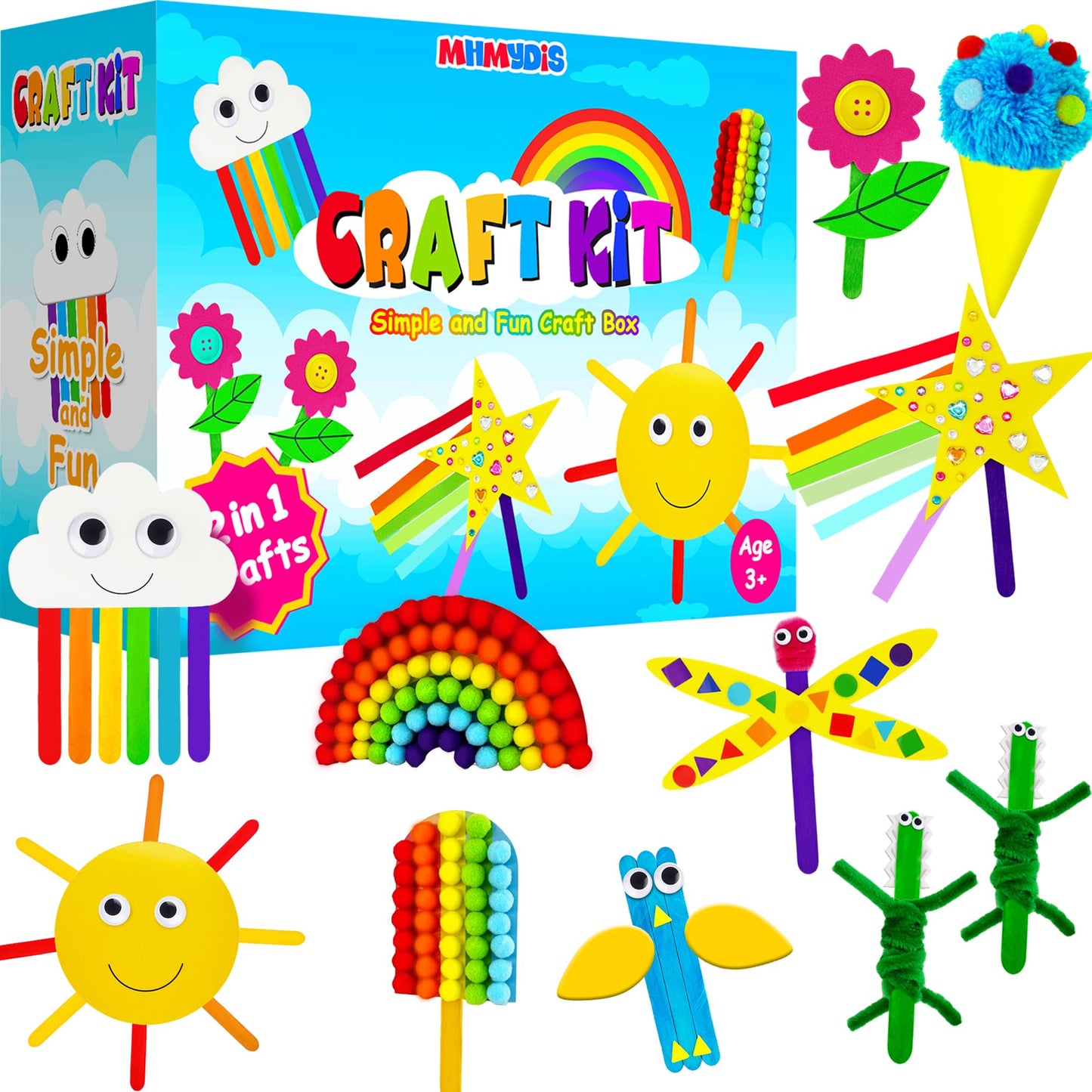 MHMYDIS First Craft Kit for Kids – 12 in 1 No Mess Arts & Crafts for Ages 4-8 | Creative Gift