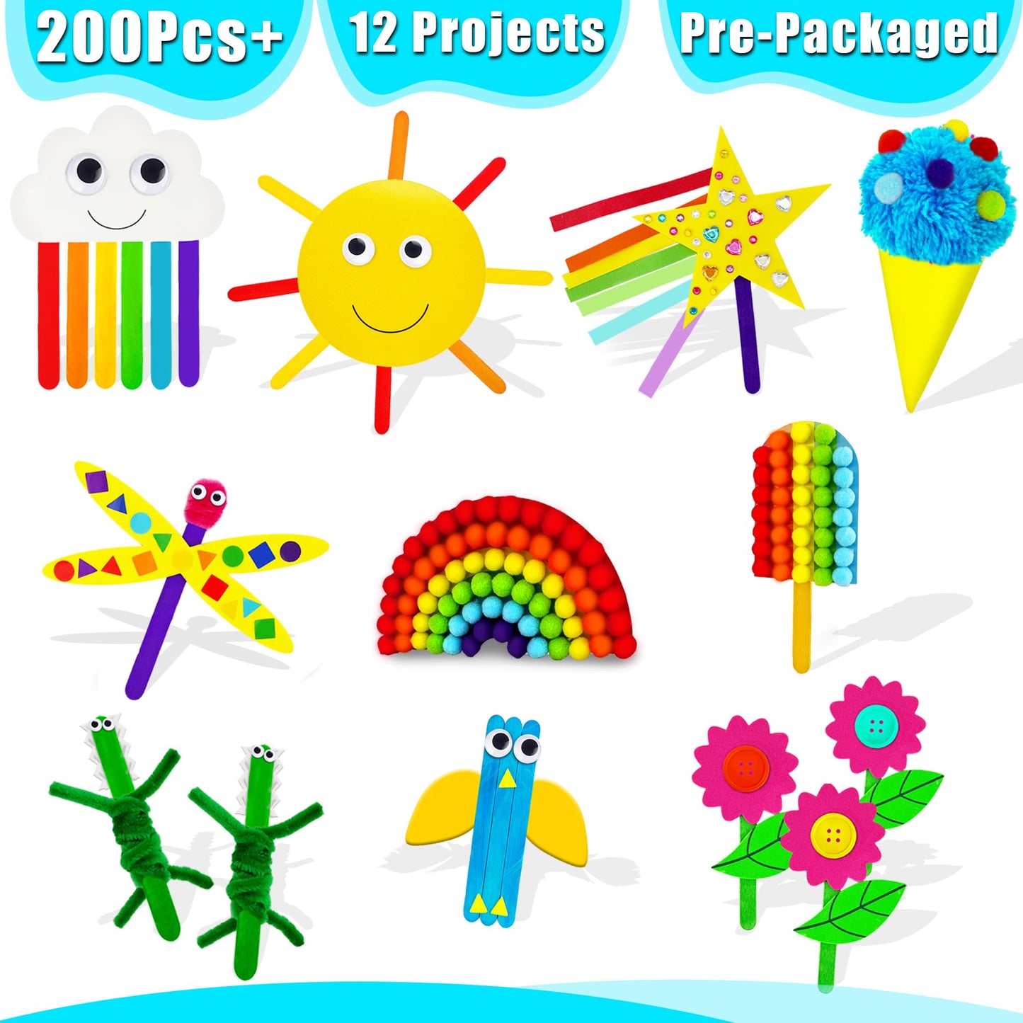 MHMYDIS First Craft Kit for Kids – 12 in 1 No Mess Arts & Crafts for Ages 4-8 | Creative Gift