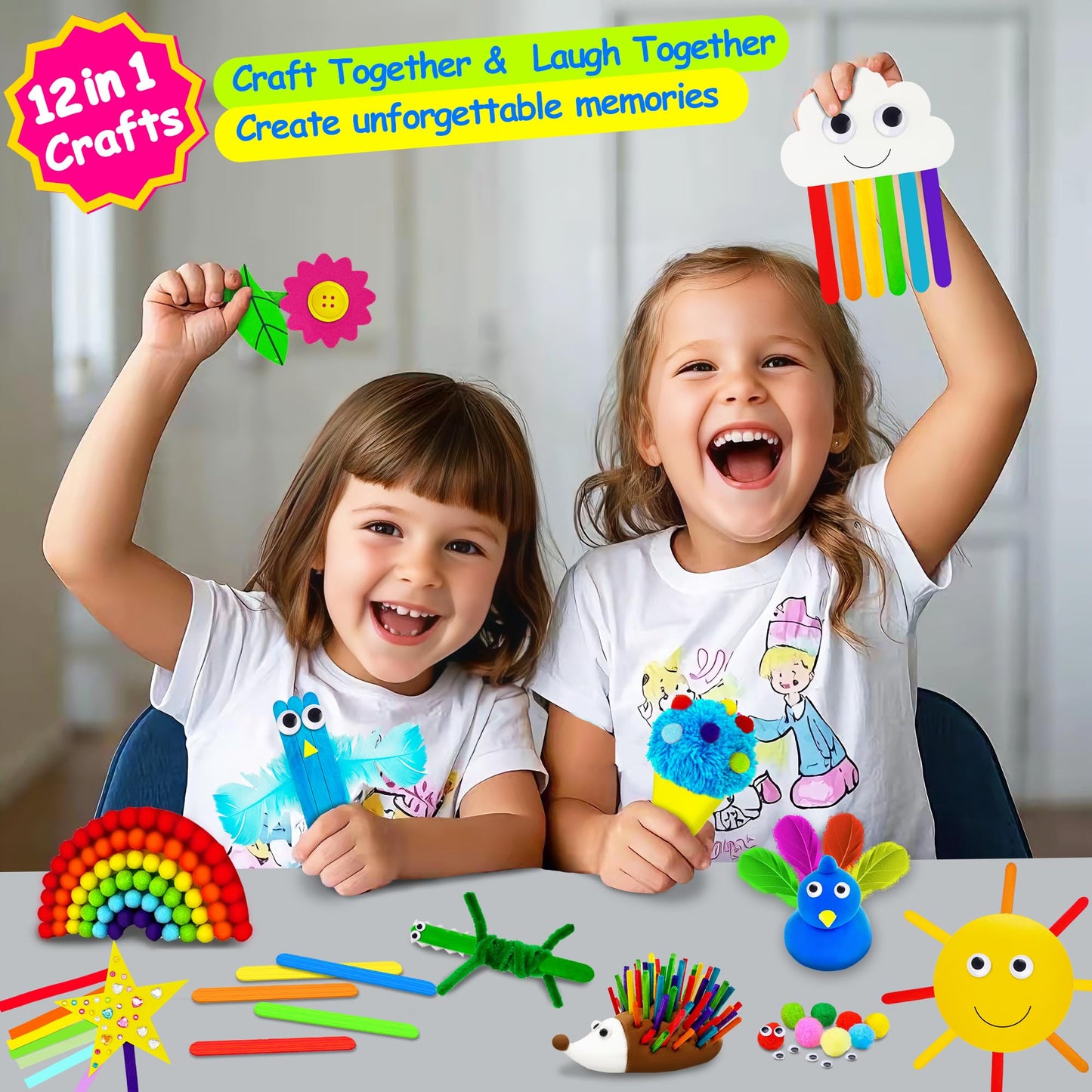 MHMYDIS First Craft Kit for Kids – 12 in 1 No Mess Arts & Crafts for Ages 4-8 | Creative Gift