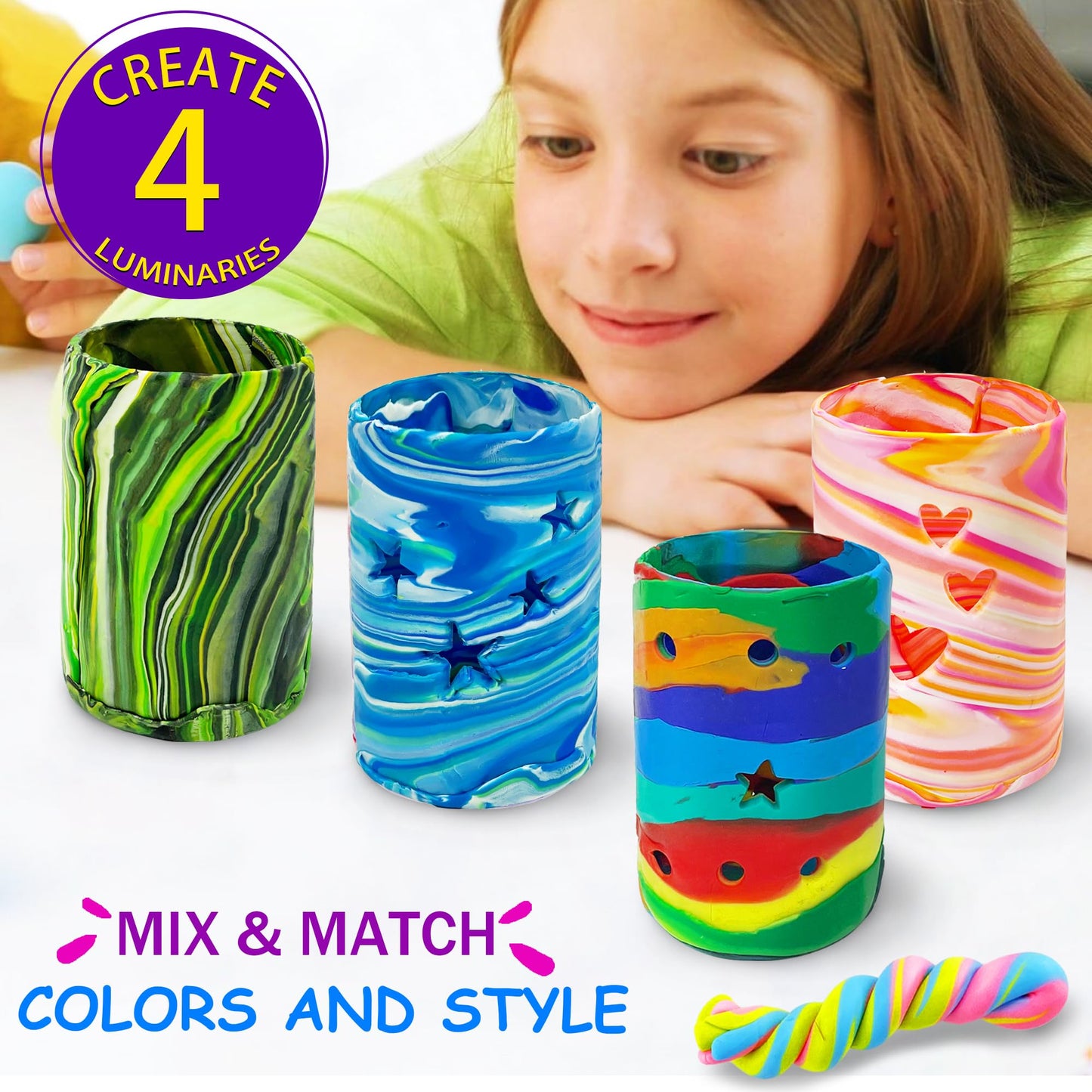 MHMYDIS Make Your Own Clay Luminaries Kit – Creative Lantern Crafts for Kids 6-12