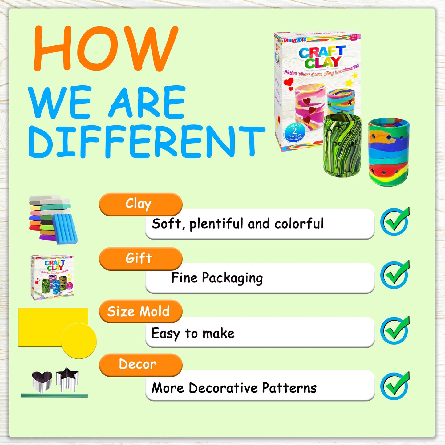 MHMYDIS Make Your Own Clay Luminaries Kit | Creative Kids Craft for Ages 6-12