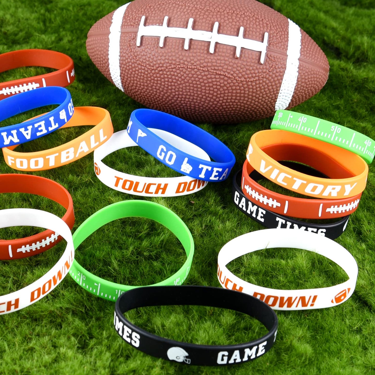 MIAHART Football Theme Silicone Wristbands – 16-Pack, 6 Colors, Party Favors