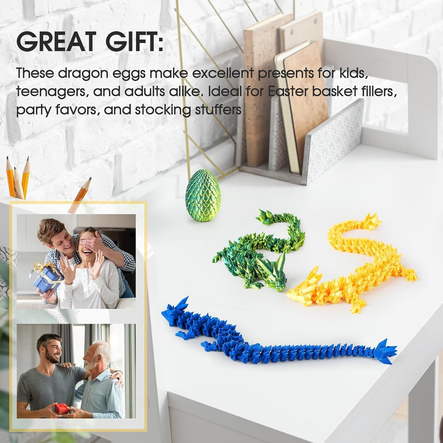 Miai Home 12 Inch 3D Printed Dragon Egg with Dragon Inside – Black Gold
