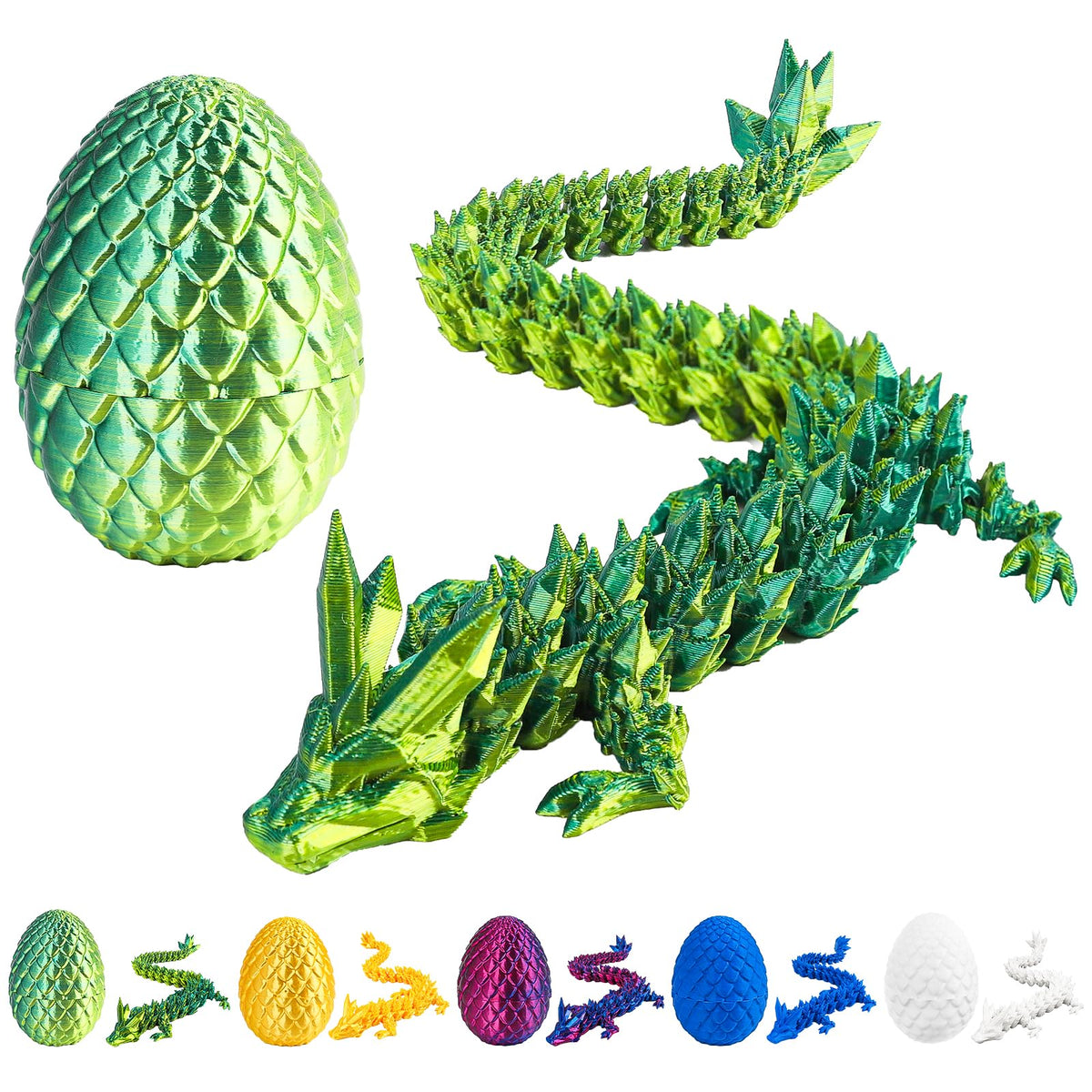 Miai Home 3D Printed Dragon Egg with Dragon Inside - 12-Inch Fidget Toy & Desk Decor (Laser Yellow-Green)