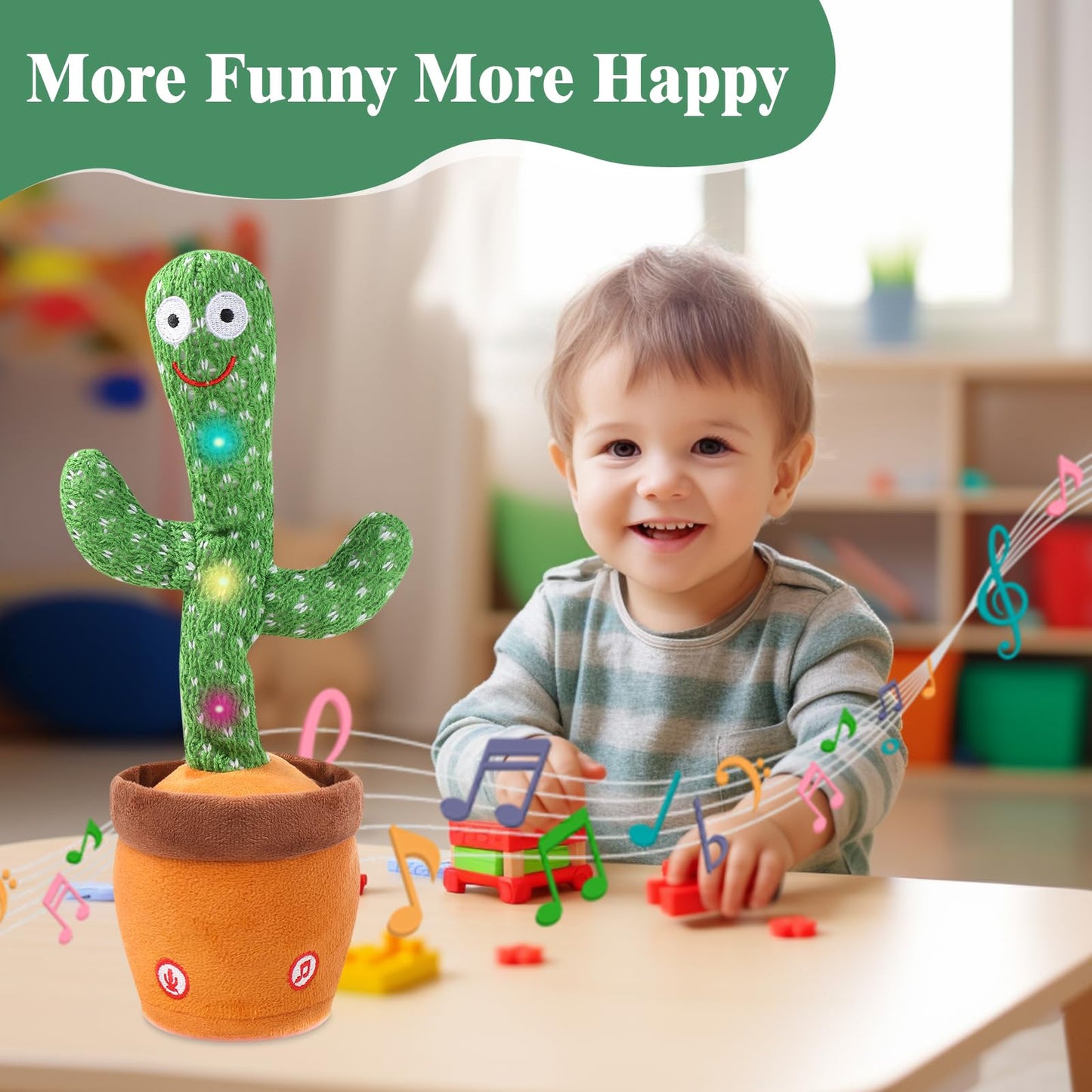 MIAODAM Dancing Cactus Toy – Talking Baby Plush, Glowing Lights & 120 Songs
