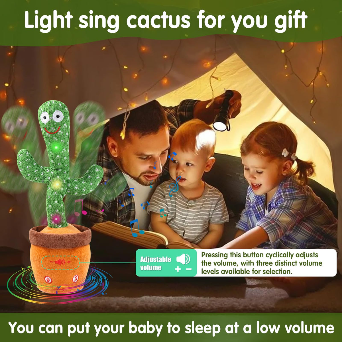 MIAODAM Dancing Talking Cactus Toy for Babies & Toddlers | Glowing, Singing, Repeating Plush