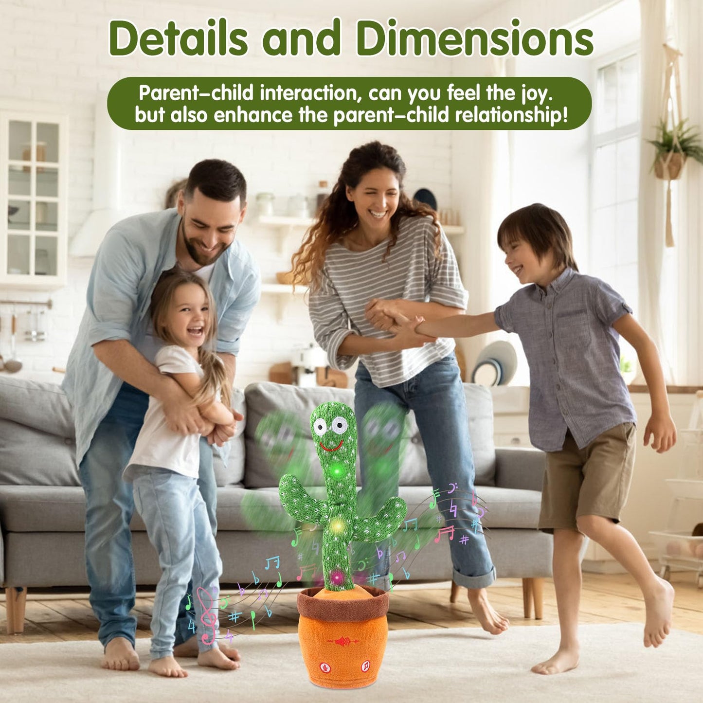 MIAODAM Dancing Talking Cactus Toy for Babies & Toddlers | Glowing, Singing, Repeating Plush