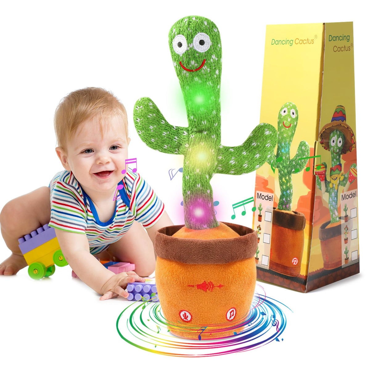 MIAODAM Dancing Talking Cactus Toy for Babies & Toddlers | Glowing, Singing, Repeating Plush