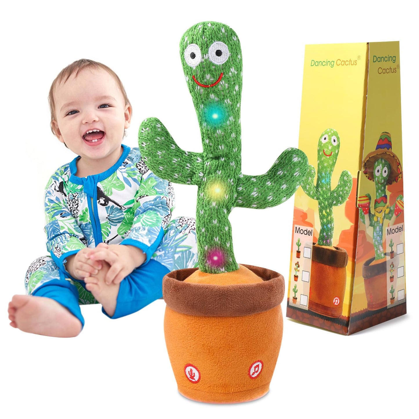 MIAODAM Dancing Cactus Toy – Talking Baby Plush, Glowing Lights & 120 Songs