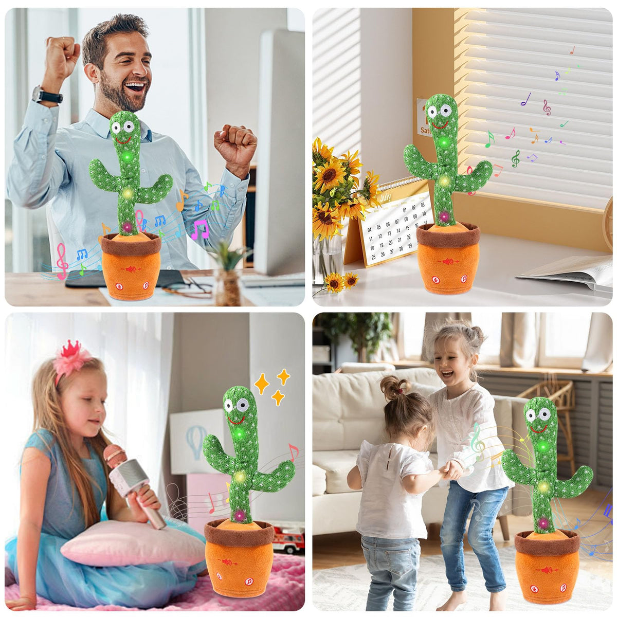 MIAODAM Dancing Talking Cactus Toy for Babies & Toddlers | Glowing, Singing, Repeating Plush