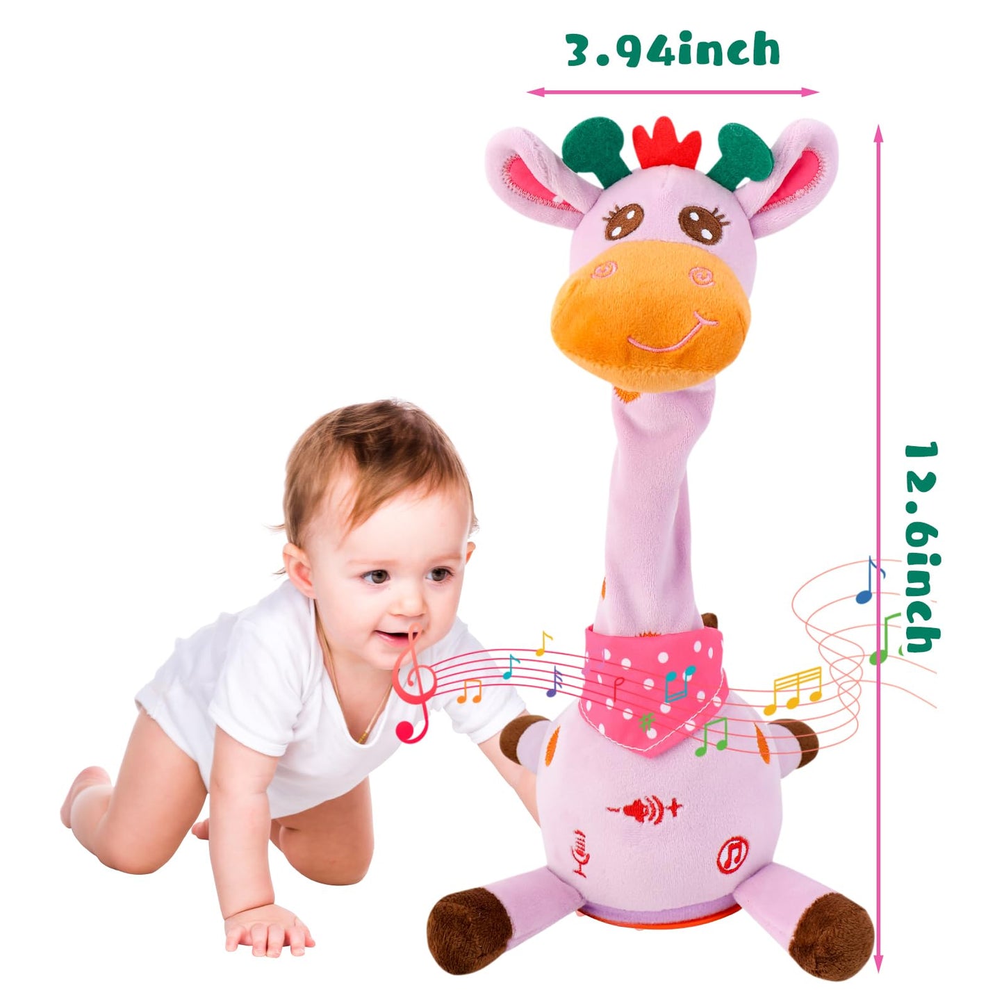 MIAODAM Dancing Giraffe – 10 Song Plush Interactive Toy with Recording & LED Glow (Purple)
