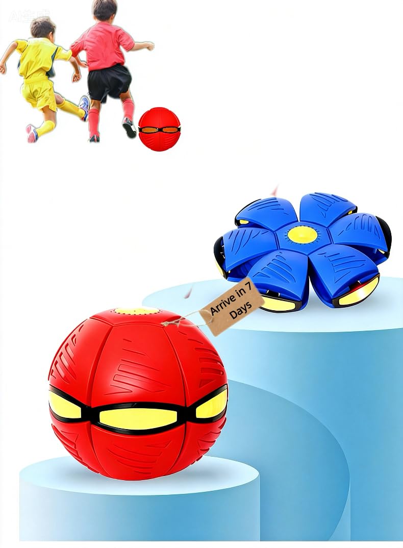 MIAUHSNU 2PCS Blue & Red Magic Ball — 2-in-1 Bouncing & Flying Toy with 6 LEDs