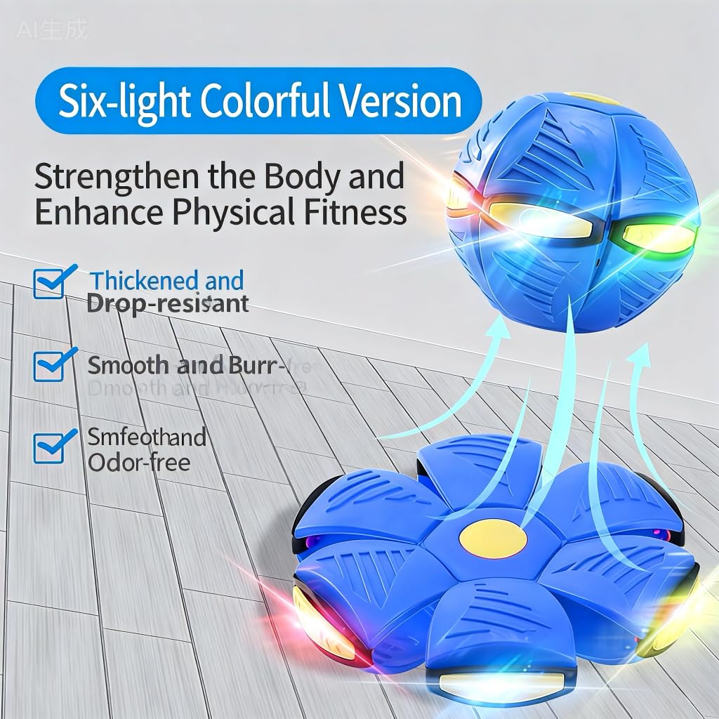 MIAUHSNU 2PCS Blue & Red Magic Ball — 2-in-1 Bouncing & Flying Toy with 6 LEDs