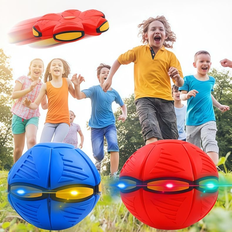 MIAUHSNU 2PCS Blue & Red Magic Ball — 2-in-1 Bouncing & Flying Toy with 6 LEDs