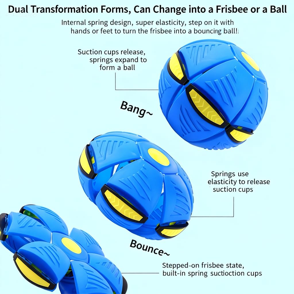MIAUHSNU 2PCS Blue & Red Magic Ball — 2-in-1 Bouncing & Flying Toy with 6 LEDs