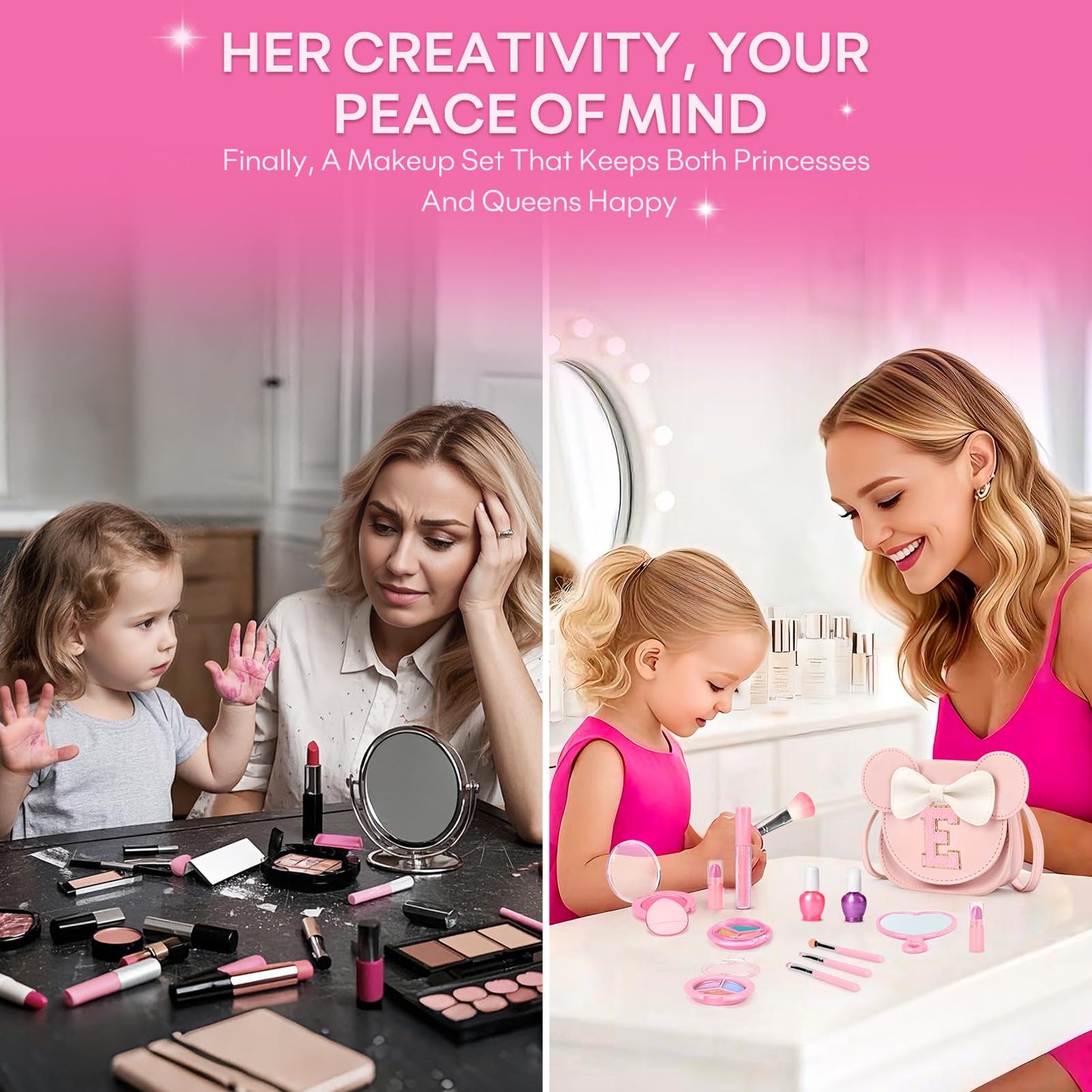 Mibasies Kids Makeup Kit – 15-Piece Washable Set with Mouse Ear Purse