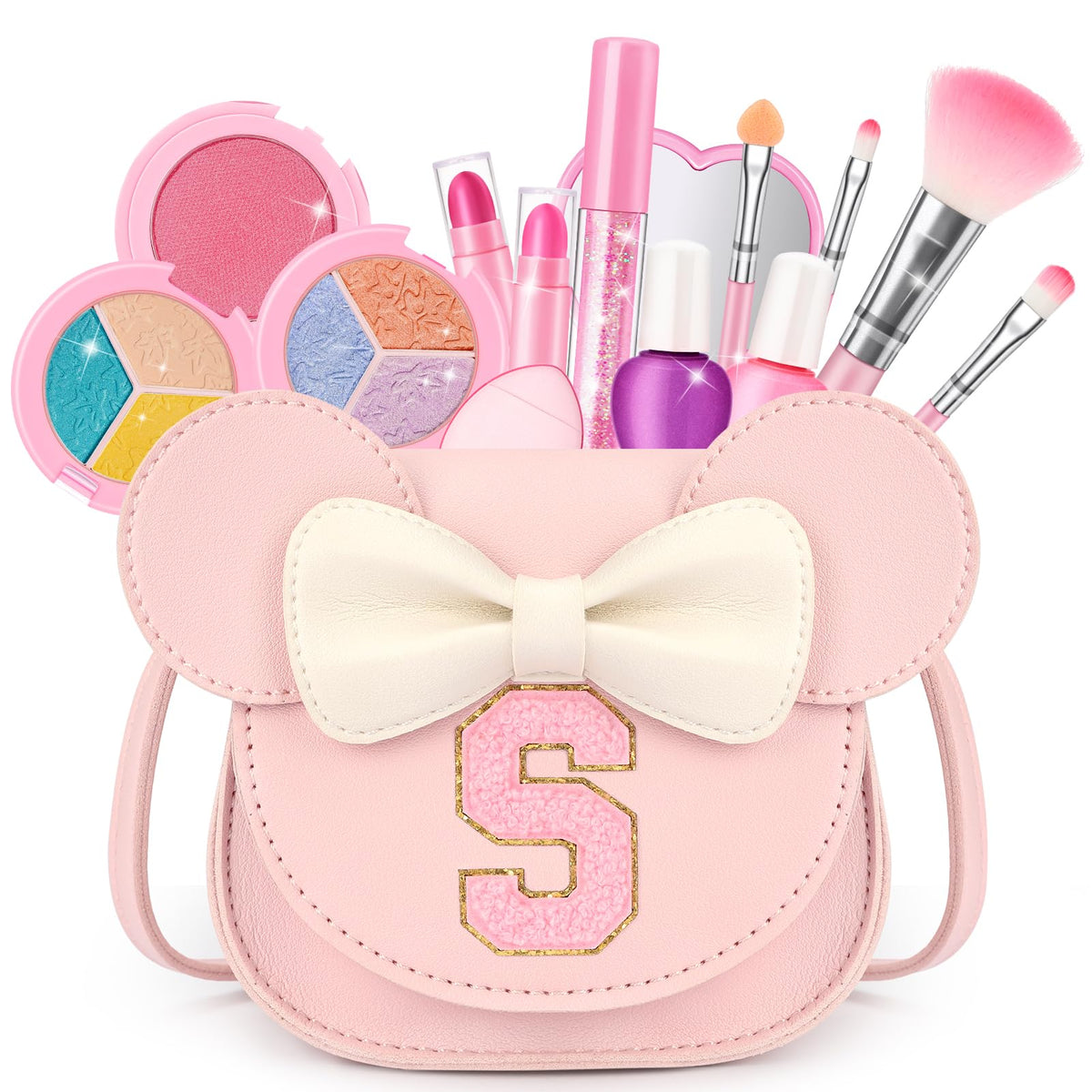 Mibasies Kids Makeup Kit – 15-Piece Washable, Non-Toxic Set in Mouse Ear Purse for Ages 3-8