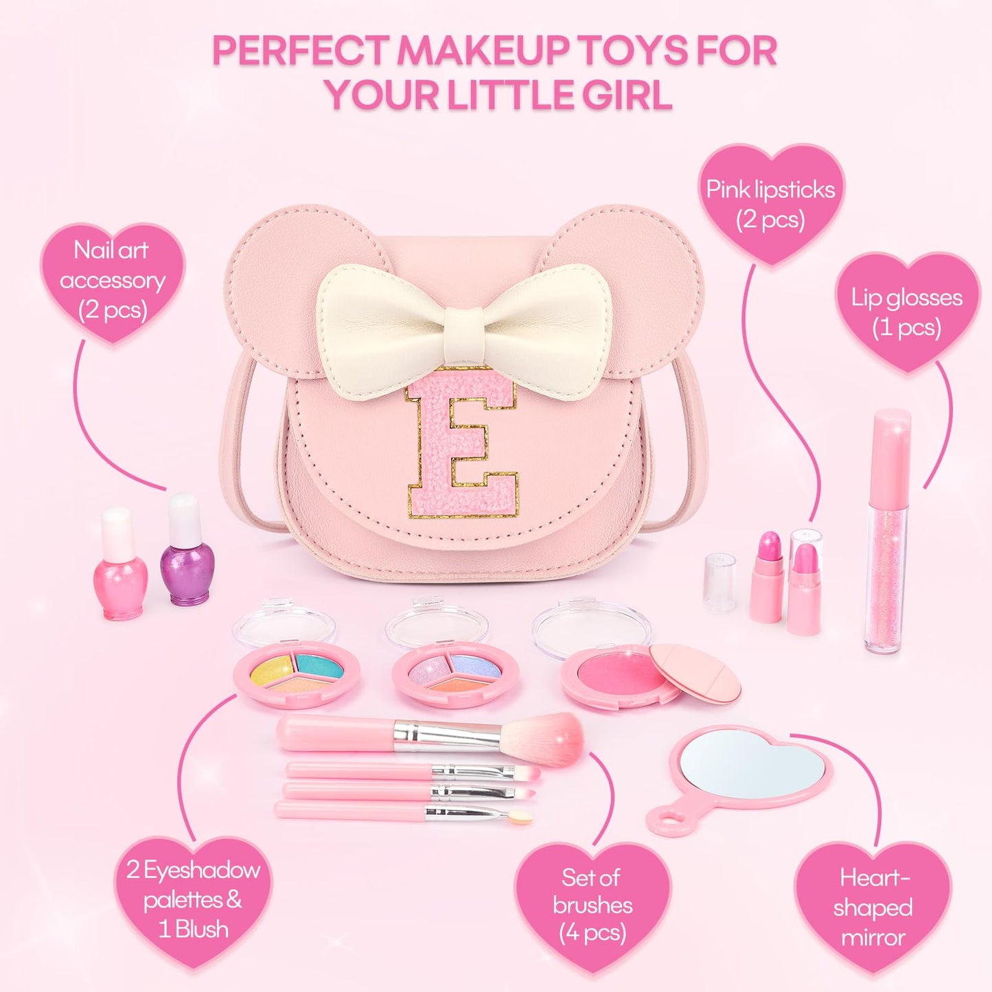 Mibasies Kids Makeup Kit – 15-Piece Washable Set with Mouse Ear Purse
