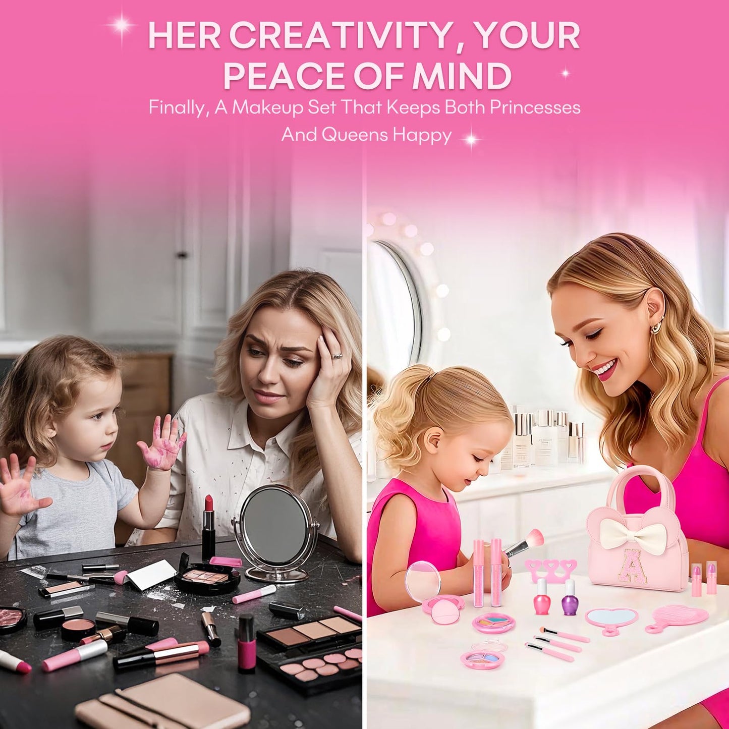 Mibasies Kids Real Makeup Kit – 18-Piece Non-Toxic Washable Set with Mini Mouse Purse