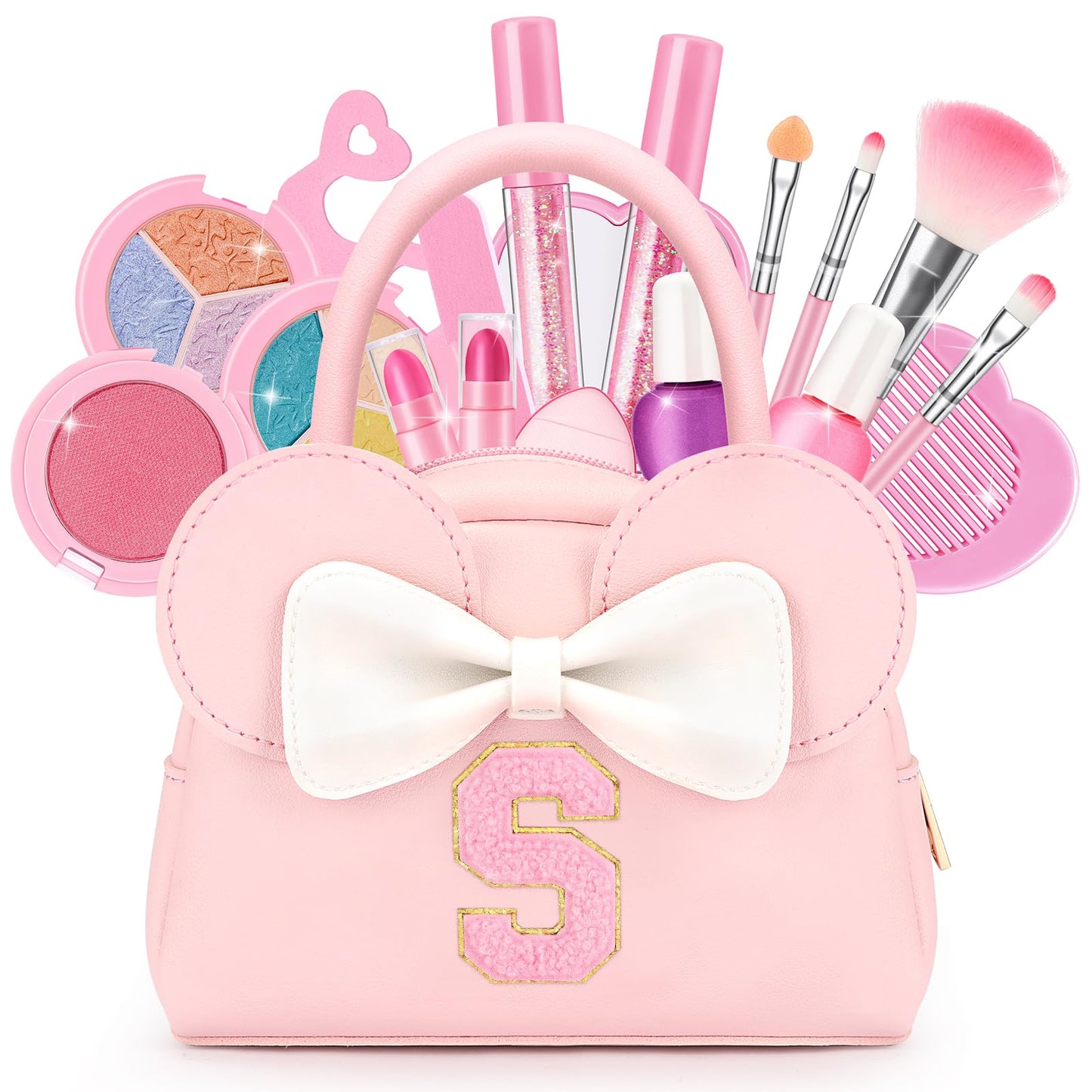 Mibasies Kids Real Makeup Kit – 18-Piece Non-Toxic Washable Set with Mini Mouse Purse