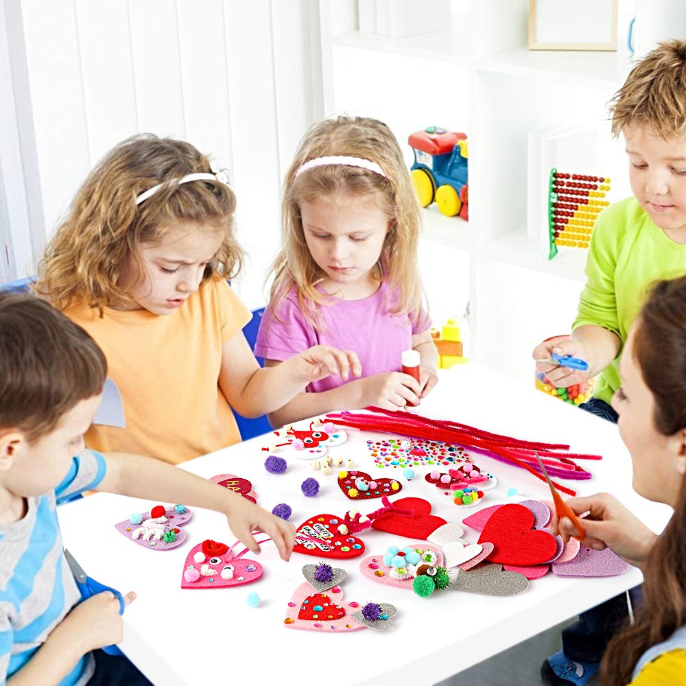 Mibor Valentine's Day Kids Craft Kit – 361-Piece DIY Heart Craft Set for School Projects & Gifts