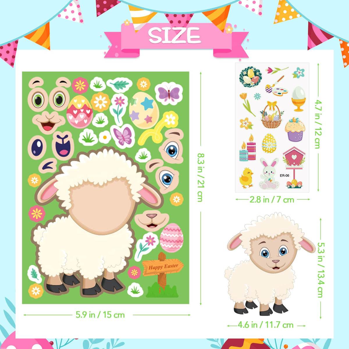 Mibor 50 Sheets Easter Stickers for Kids – Bunny Crafts, Tattoos & Party Favors