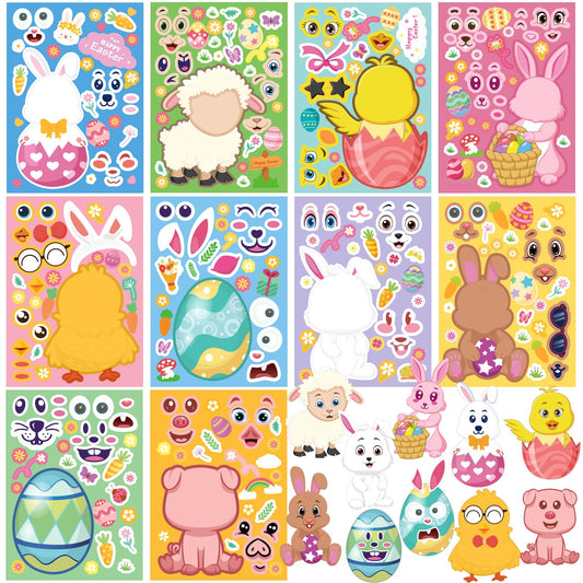 Mibor 50 Sheets Easter Stickers for Kids – Bunny Crafts, Tattoos & Party Favors