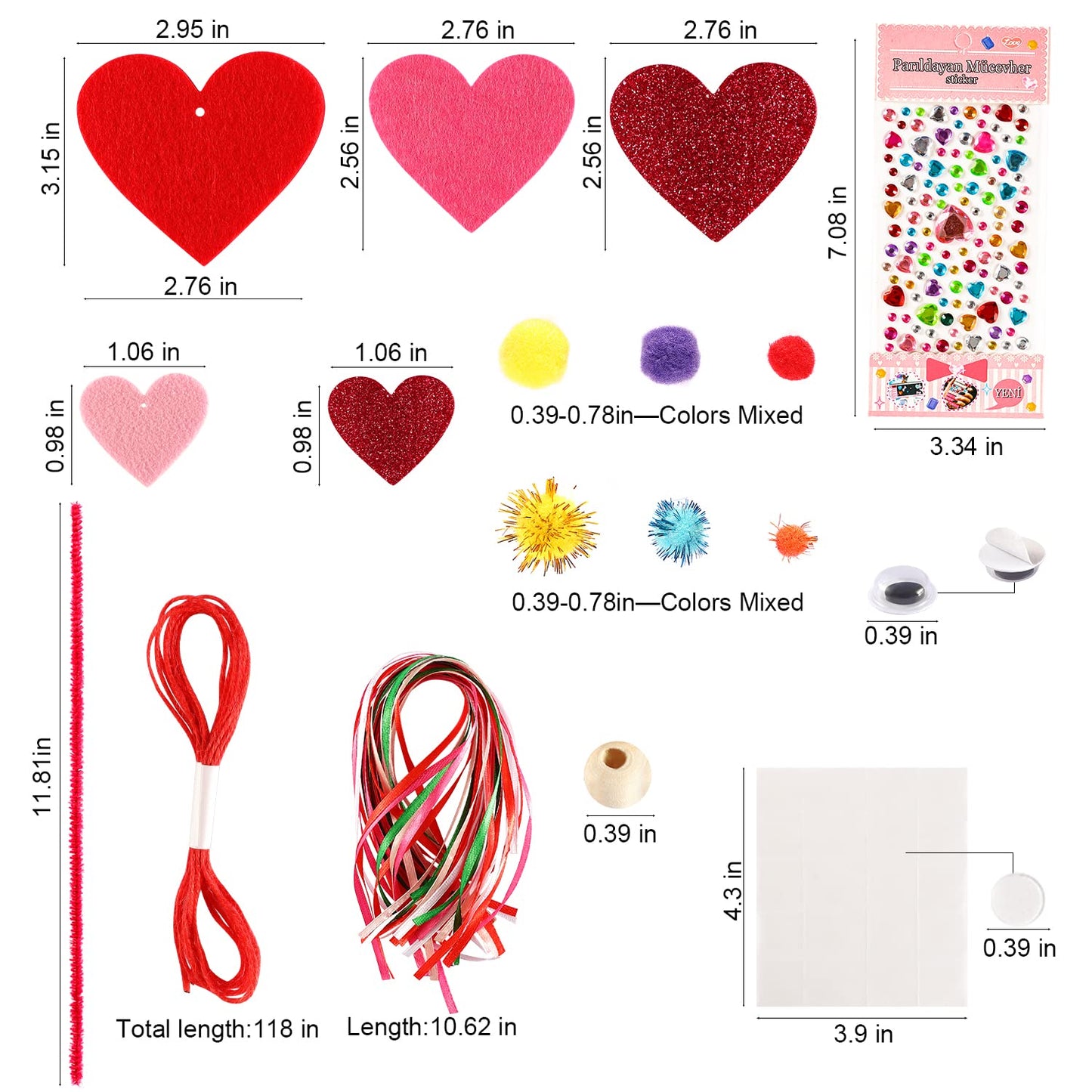 Mibor Valentine's Day Kids Craft Kit – 361-Piece DIY Heart Craft Set for School Projects & Gifts