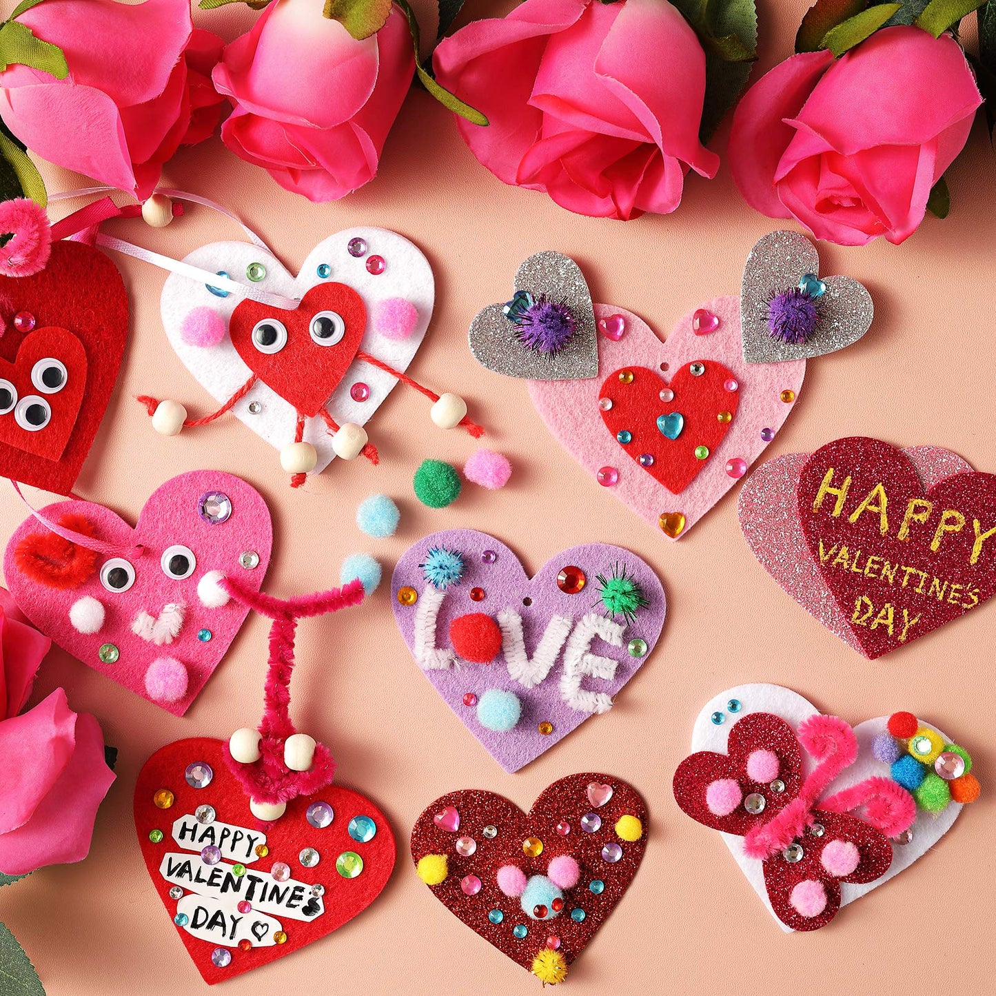 Mibor Valentine's Day Kids Craft Kit – 361-Piece DIY Heart Craft Set for School Projects & Gifts