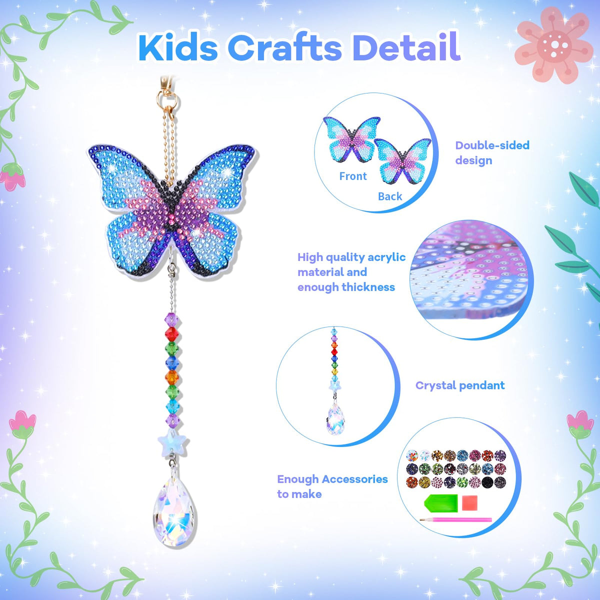 Micaracy Diamond Art Kit for Kids 6-12 — Wind Chime & Suncatcher Craft with 1000+ Diamonds