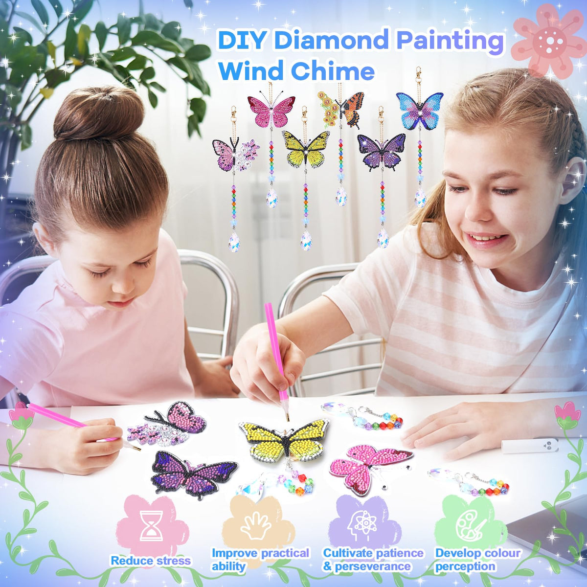 Micaracy Diamond Art Kit for Kids 6-12 — Wind Chime & Suncatcher Craft with 1000+ Diamonds