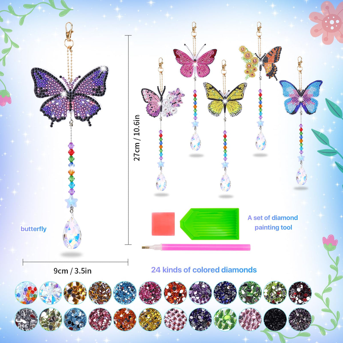 Micaracy Diamond Art Kit for Kids 6-12 — Wind Chime & Suncatcher Craft with 1000+ Diamonds