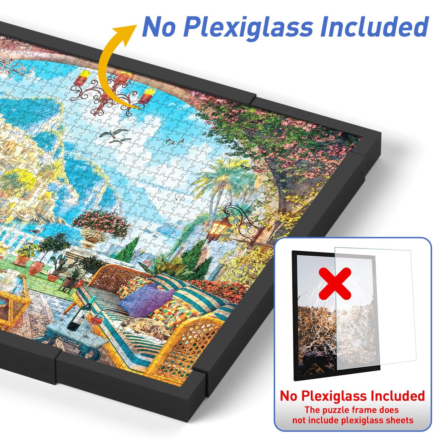 MICEPLAY Adjustable Puzzle Frame for 1000–2000 Piece Puzzles | Wall-Mount, Black Aluminum