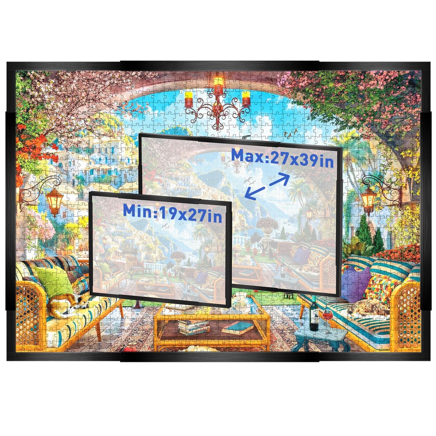 MICEPLAY Adjustable Puzzle Frame for 1000–2000 Piece Puzzles | Wall-Mount, Black Aluminum