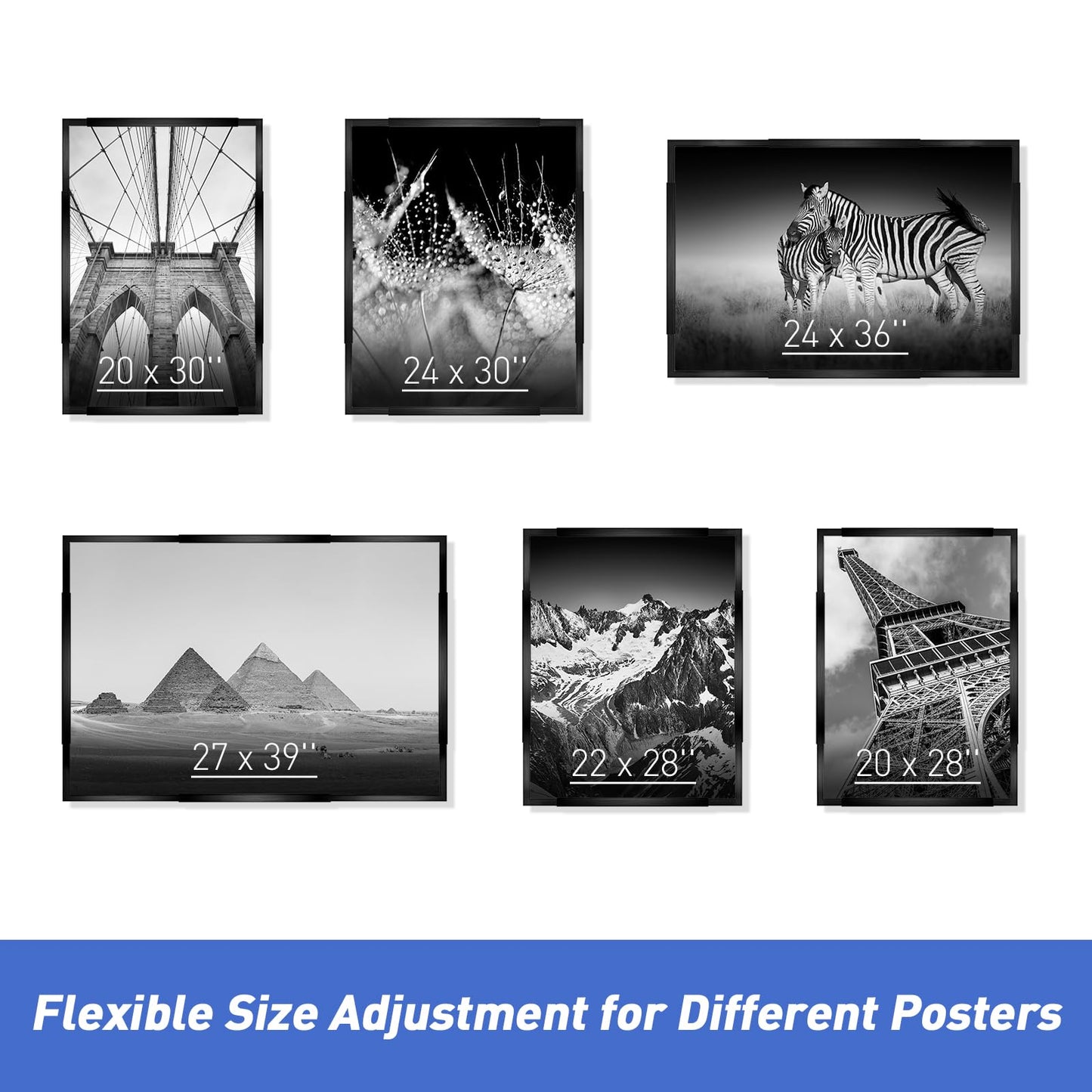 MICEPLAY Adjustable Puzzle Frame for 1000–2000 Piece Puzzles | Wall-Mount, Black Aluminum