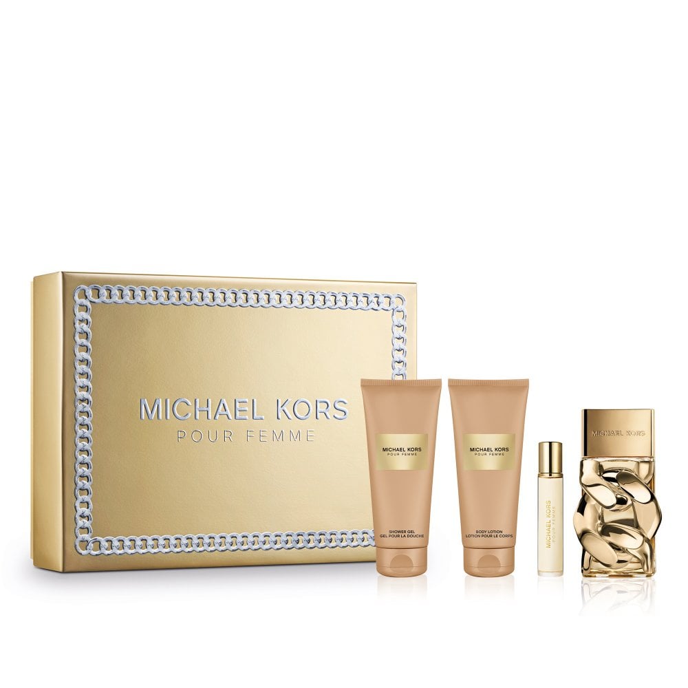 Michael Kors Pour Femme Gift Set 100ml EDP + 100ml Body Lotion + 100ml Shower Gel + 10ml EDP Women's Fragrance