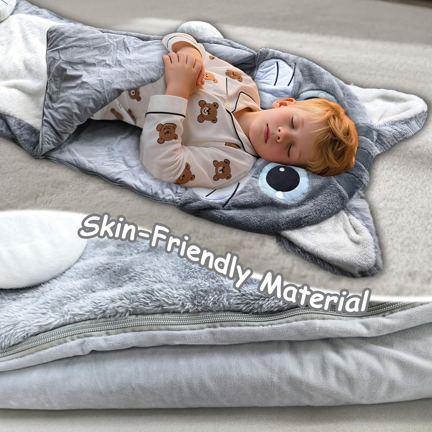Micling Kid Sleeping Bag - 3-in-1 Plush Cat Nap Mat for Ages 3-12