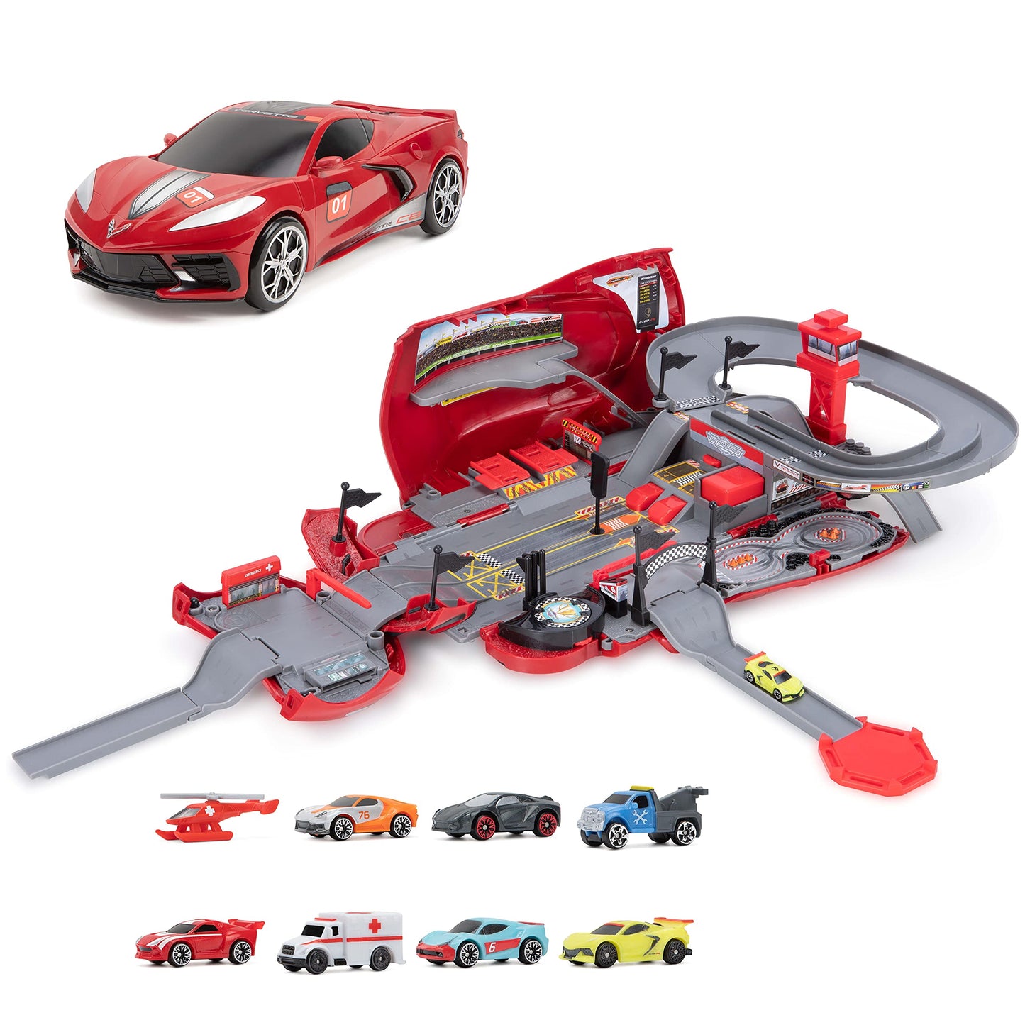 Micro Machines Corvette Raceway Transforming Playset – 8 Included Cars | Amazon Exclusive