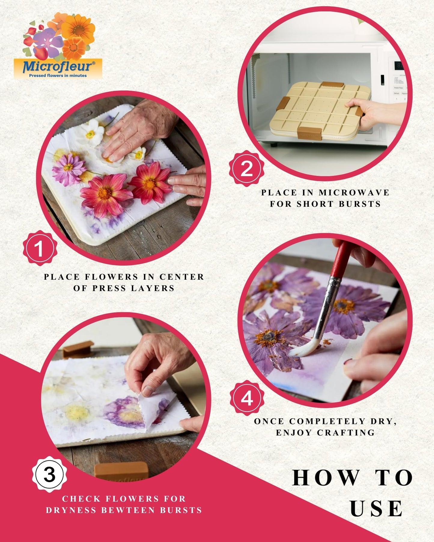 Microfleur Flower Preservation Press Kit — Portable, Quick Pressing for Flowers & Leaves