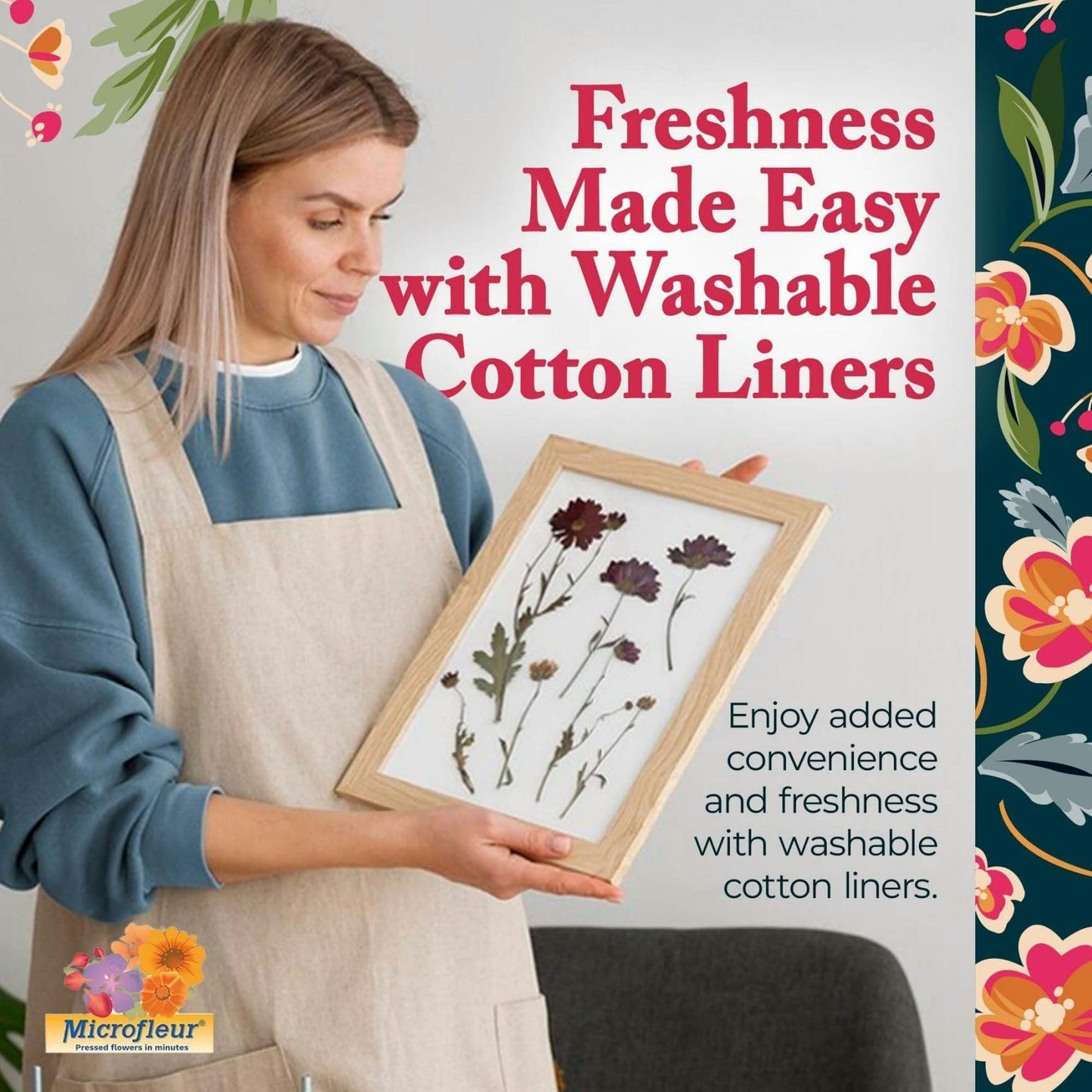 Microfleur Max Microwave Flower Press Refill Pack — Durable Wool Inserts & Washable Liners