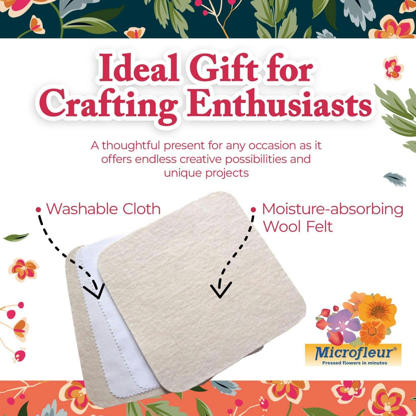 Microfleur Max Microwave Flower Press Refill Pack — Durable Wool Inserts & Washable Liners