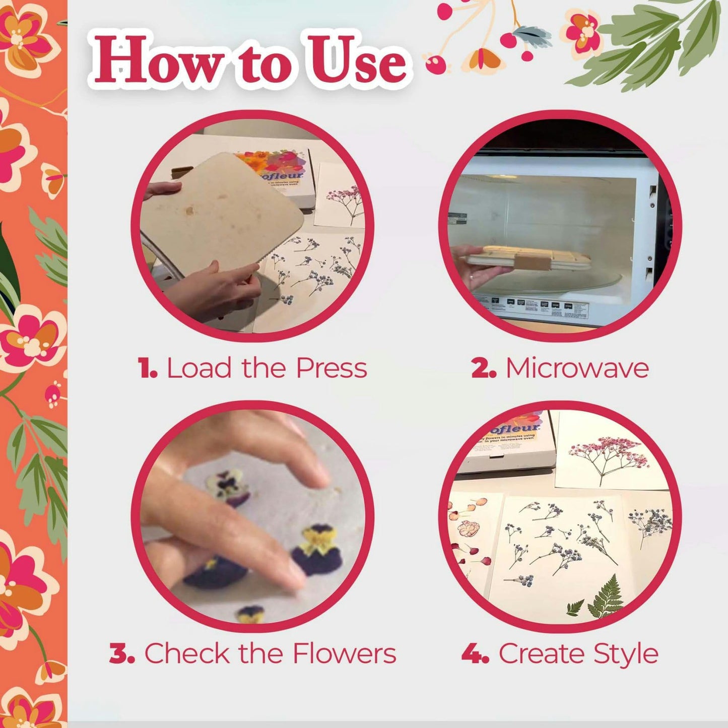 Microfleur Max Microwave Flower Press Refill Pack — Durable Wool Inserts & Washable Liners