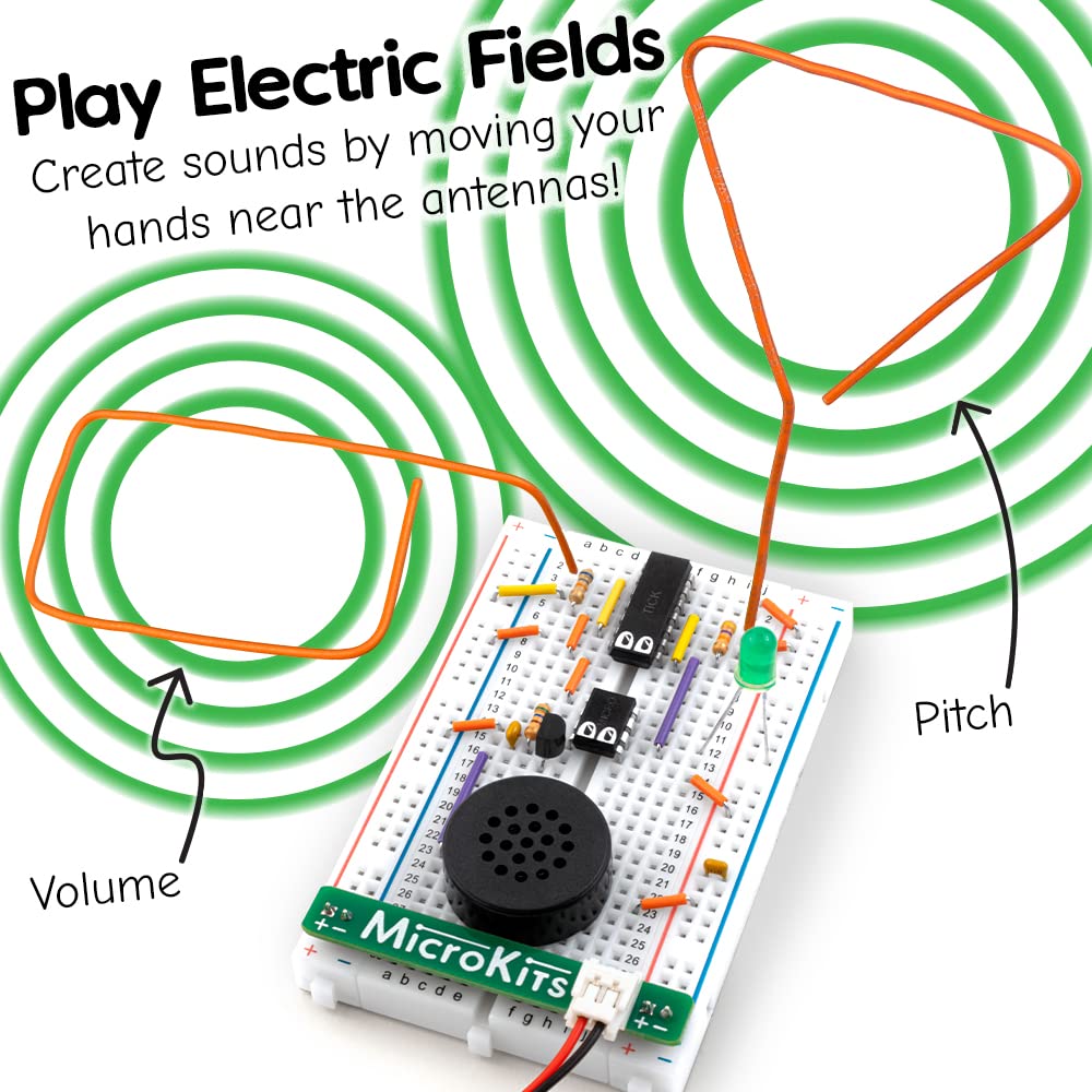 MicroKits Theremin Electronics Kit | Educational STEAM Kit for Kids & Grownups | No Tools Needed