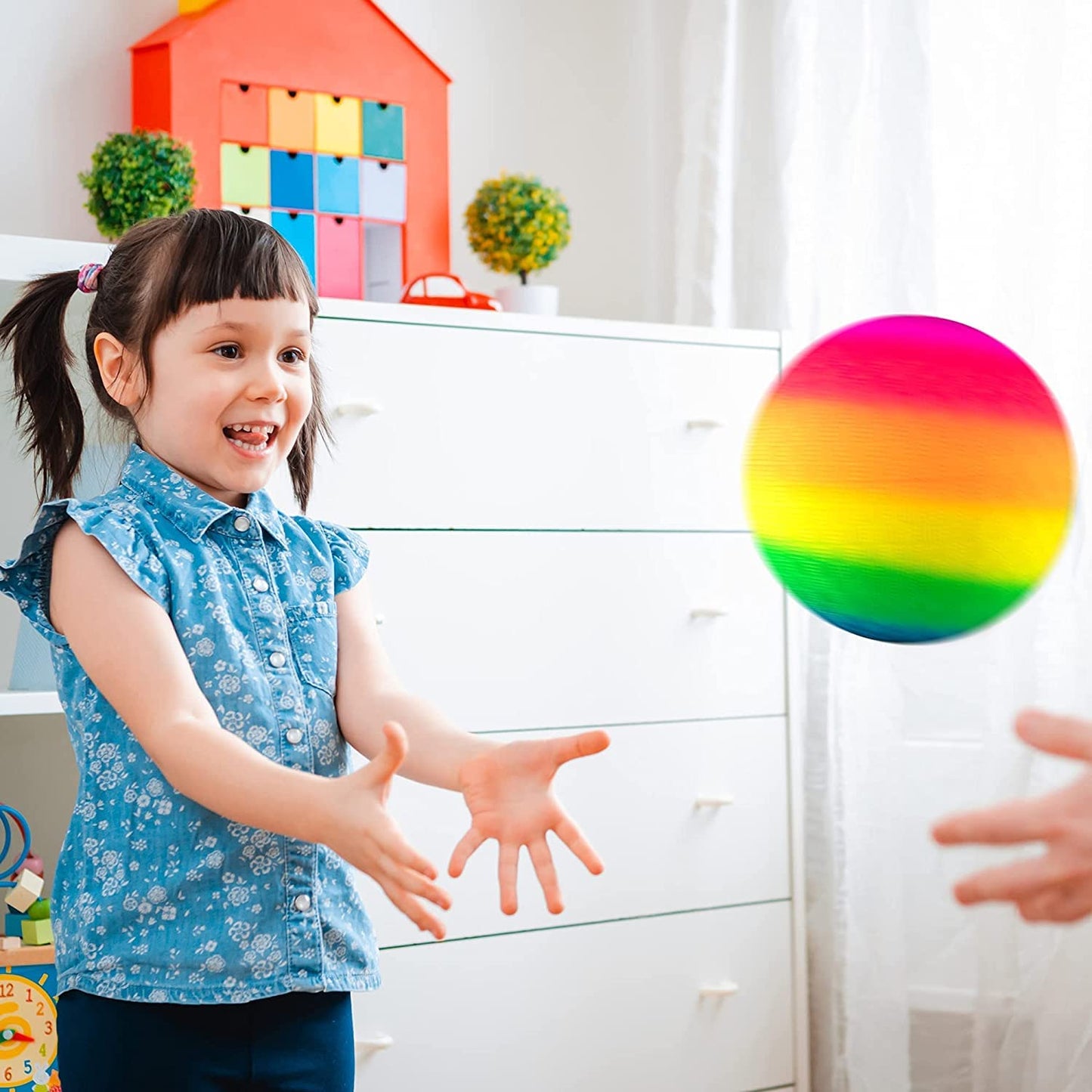 Micsoa Mic Playground Balls 8.5 Inch Rainbow Set – 4 Pack with Pump | Indoor & Outdoor Games