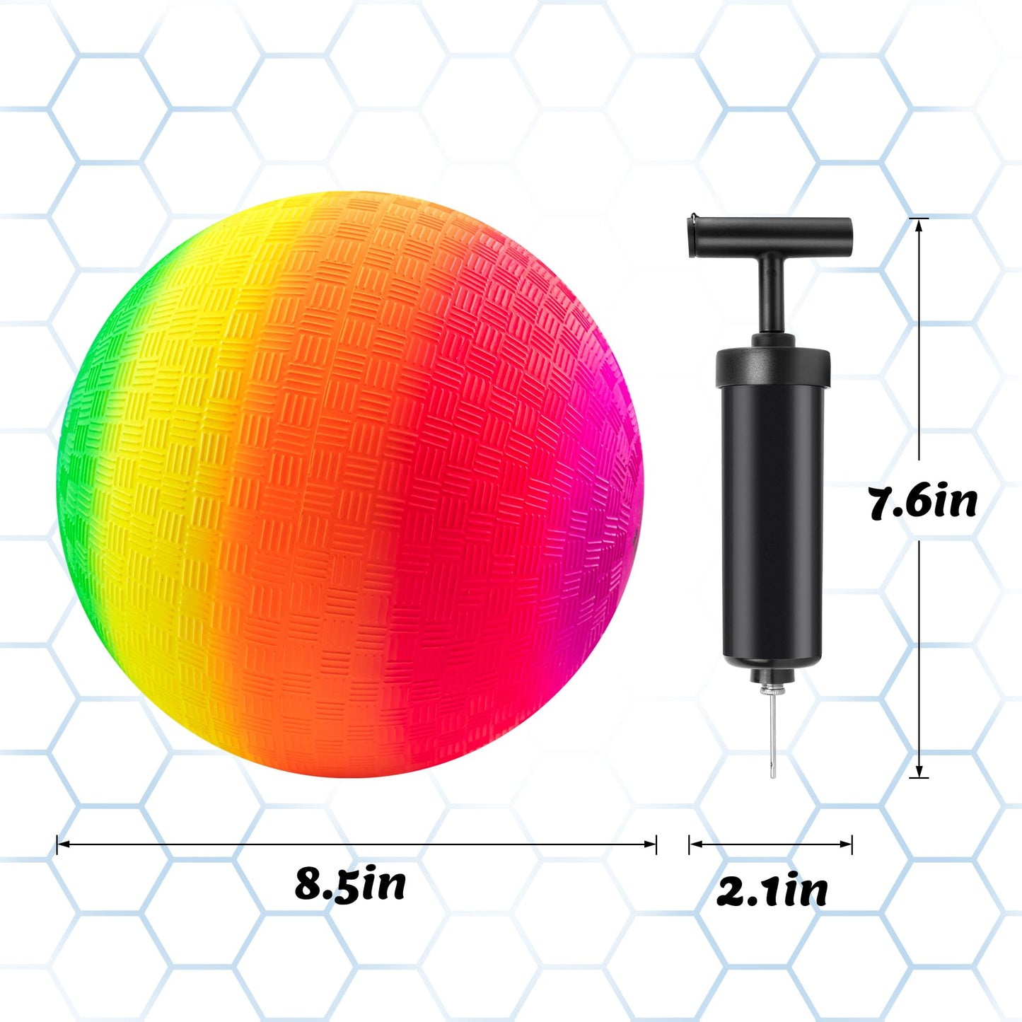 Micsoa Mic Playground Balls 8.5 Inch Rainbow Set – 4 Pack with Pump | Indoor & Outdoor Games