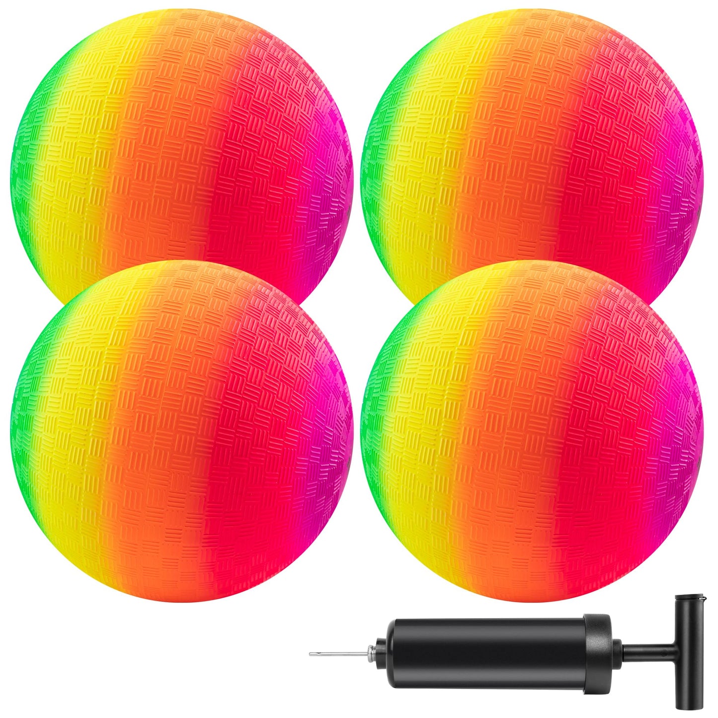 Micsoa Mic Playground Balls 8.5 Inch Rainbow Set – 4 Pack with Pump | Indoor & Outdoor Games