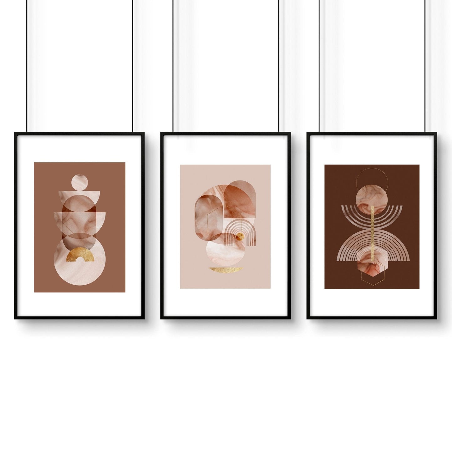 Mid century modern artwork | set of 3 framed wall art prints