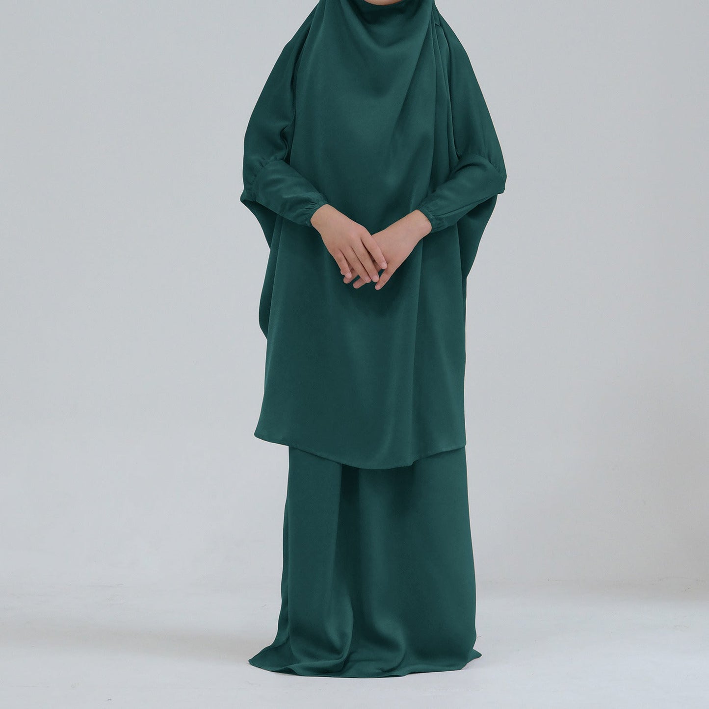 Middle Eastern Big Swing Solid Colour Children's Prayer Dress, Kids' Abaya Set, Girls' Prayer Dress