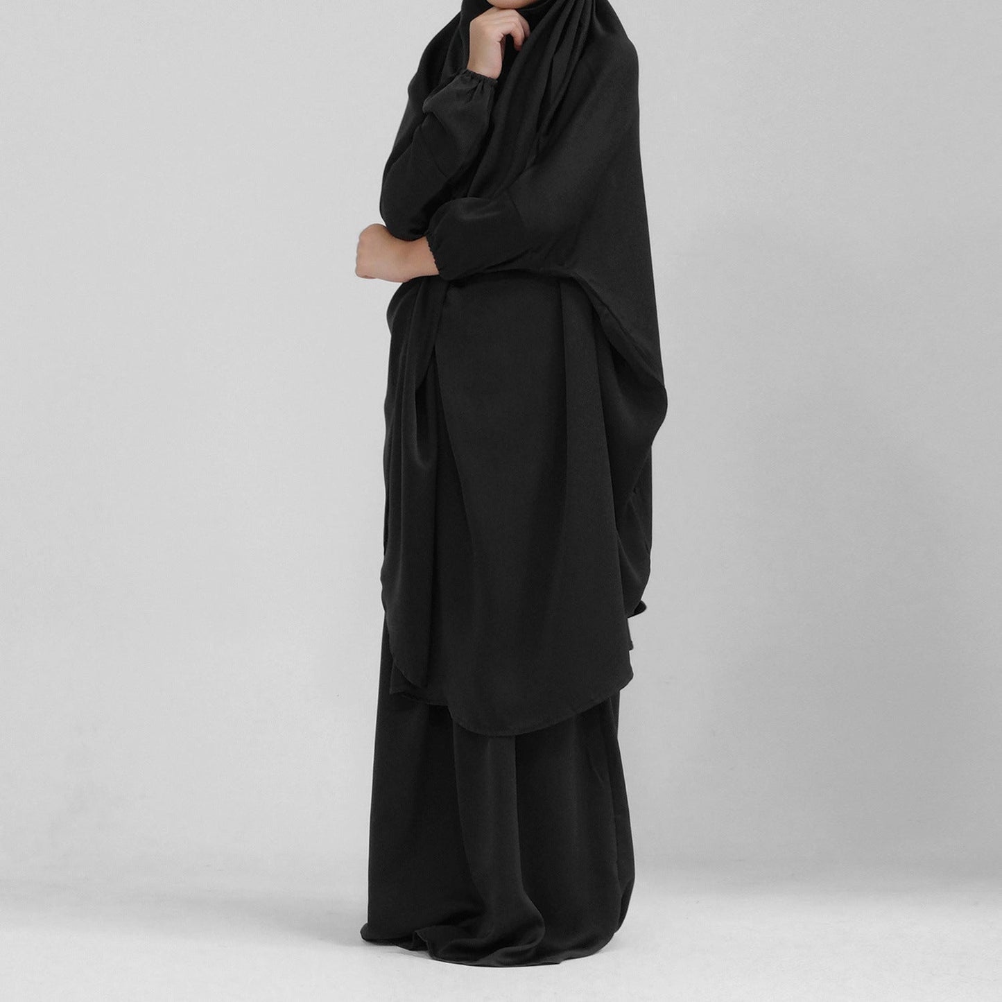 Middle Eastern Big Swing Solid Colour Children's Prayer Dress, Kids' Abaya Set, Girls' Prayer Dress