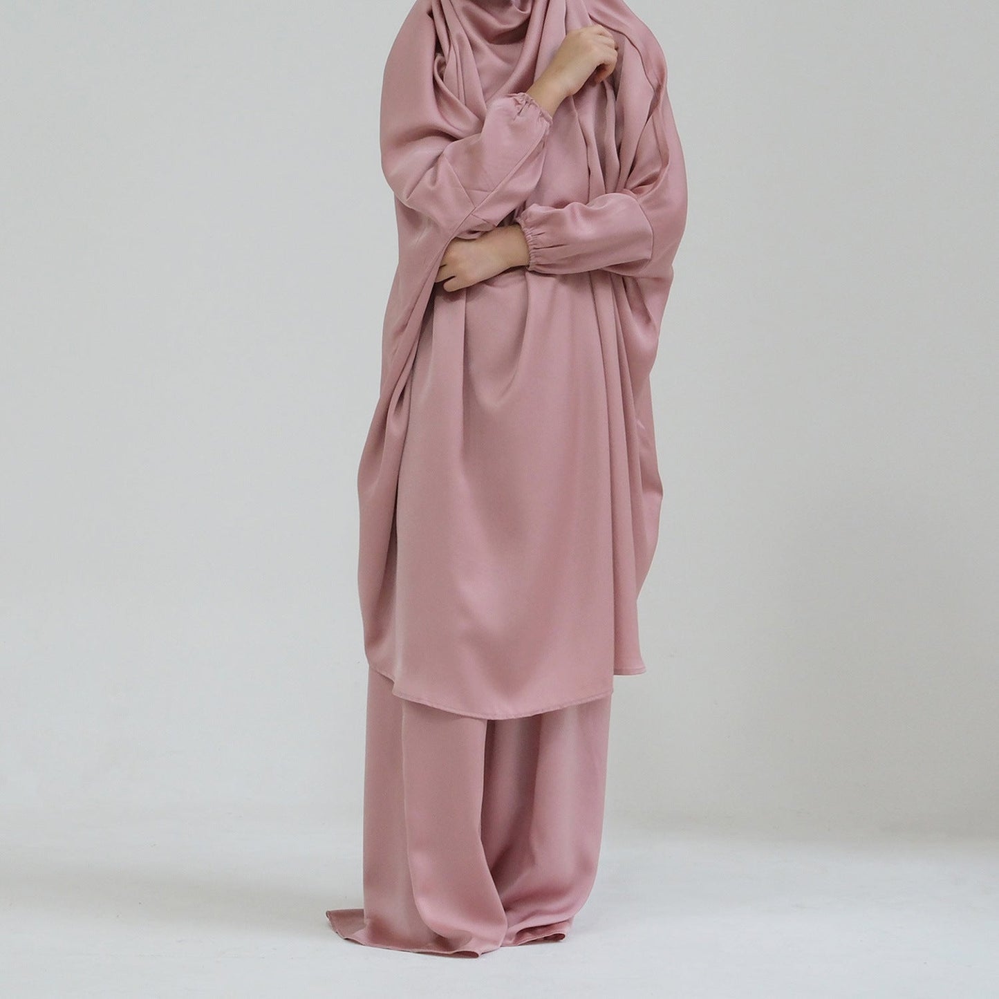 Middle Eastern Big Swing Solid Colour Children's Prayer Dress, Kids' Abaya Set, Girls' Prayer Dress